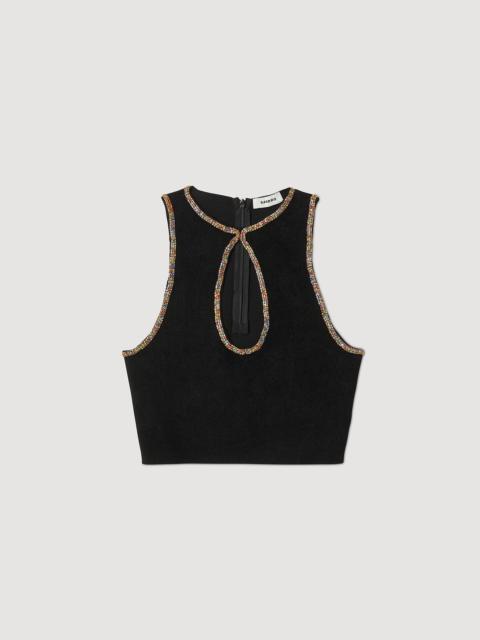 Sandro Short velvet knit jumper