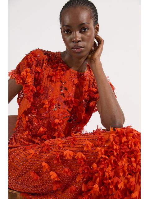 KAREN MILLEN Tall Embroidery And Applique Angel Sleeve Woven Maxi Dress