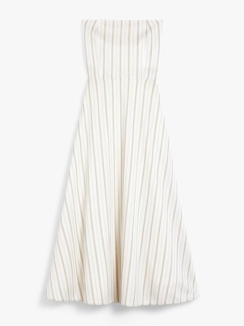 Max Mara FERVIDA Striped cotton and linen bustier dress