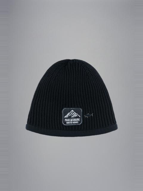 Paul & Shark WOOL BEANIE WITH WINTER HEROES EMBROIDERY