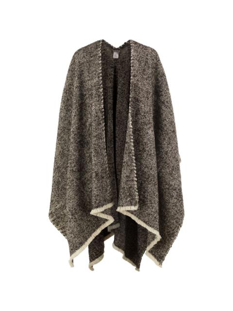 Brunello Cucinelli herringbone-weave fringed wool cape