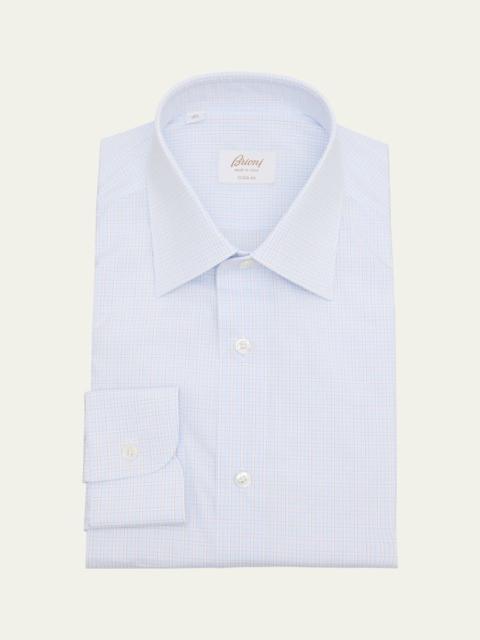 Brioni Men's Giza 47 Cotton Multi-Check Dress Shirt