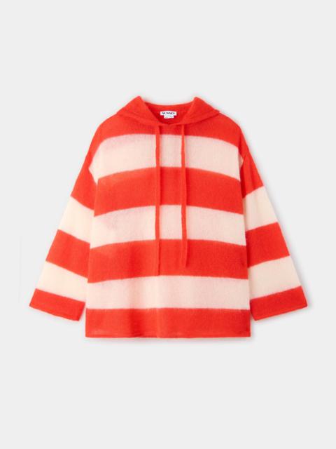 SUNNEI HOODIE / wool / cream & bright red stripes