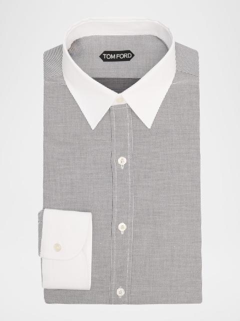 TOM FORD Men's Micro-Houndstooth Cotton Dress Shirt