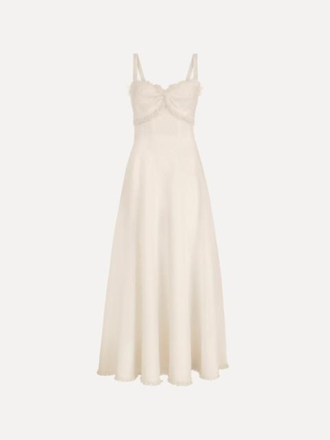 Oscar de la Renta SLUB WOOL TWEED MIDI DRESS