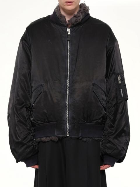 doublet Smoke Fur Reversible Bomber Jacket in Black
