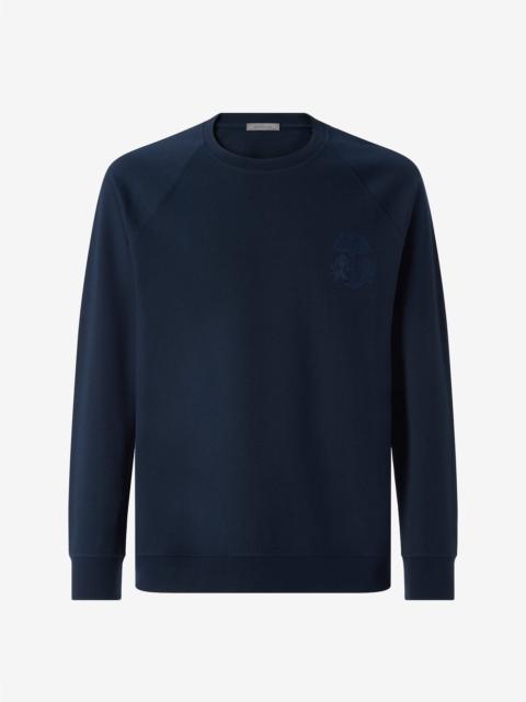 CORNELIANI Navy blue crew neck light cotton sweatshirt