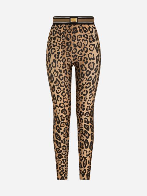 Leopard-print spandex/jersey leggings