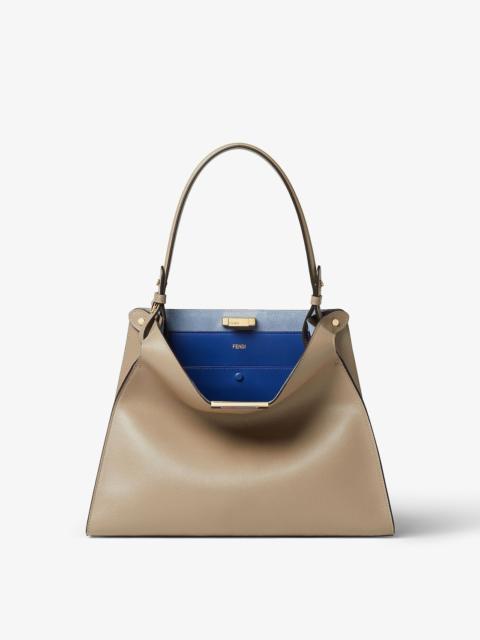 FENDI Fendi Way Medium Dove gray leather and neon blue suede bag