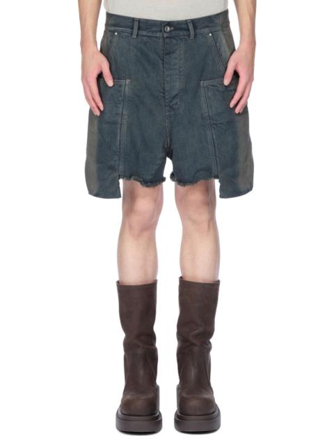 Rick Owens Stefan Straight-Leg Distressed Denim Cargo Shorts Blue