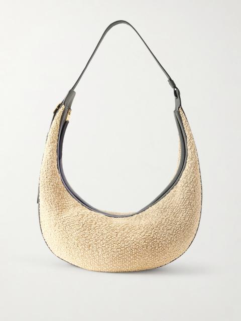 KHAITE Augustina Leather-trimmed Raffia Shoulder Bag