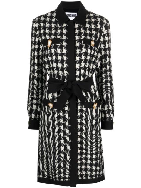Moschino Morphed-button houndstooth shirtdress