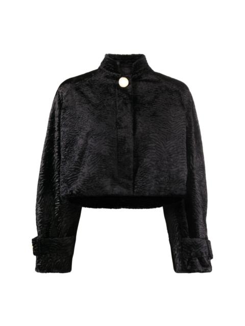 pearl-button cropped jacket