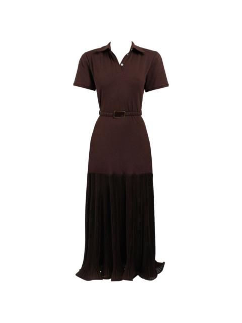 ROWEN ROSE pleated maxi polo dress
