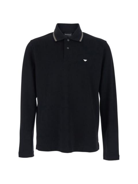 EMPORIO ARMANI long-sleeve logo-detail polo shirt