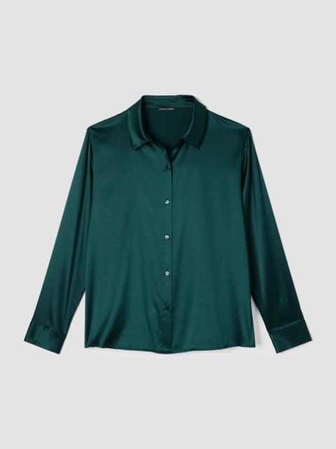 EILEEN FISHER Stretch Silk Charmeuse Classic Collar Shirt