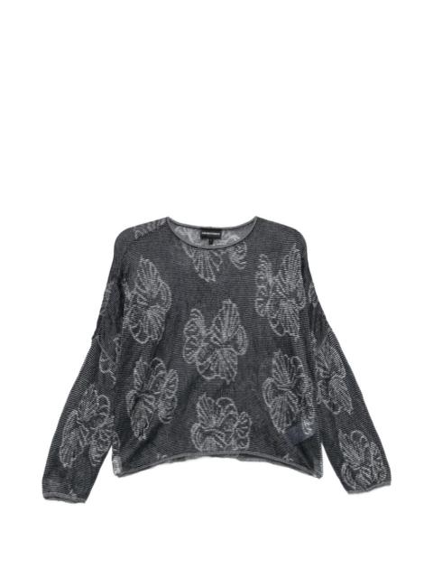 EMPORIO ARMANI floral crew neck sweater
