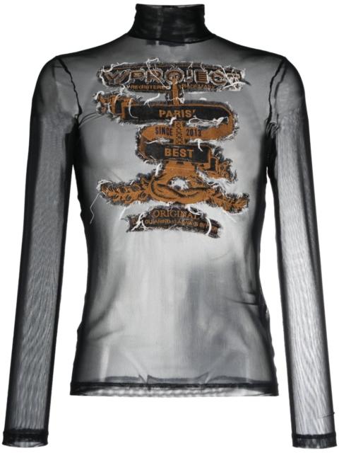 Y/Project logo-print sheer top