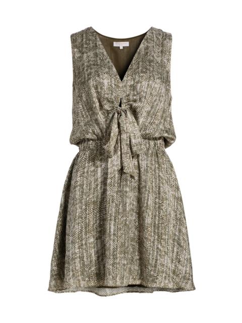 RAMY BROOK Women's Itzel Printed Silk-Blend V-Neck Minidress - Olive Baja Dot