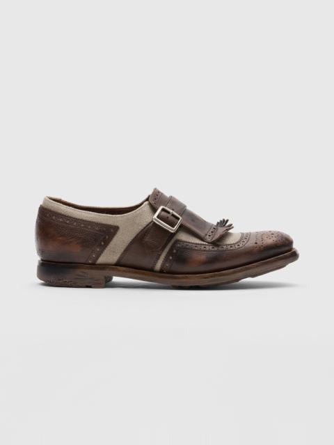 Church's Vintage Glacè and Linen Buckle Loafer