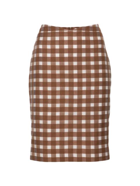 checked low-rise midi skirt