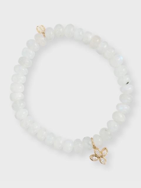 SYDNEY EVAN 14K Yellow Gold Marquis Diamond Flower Charm Bracelet