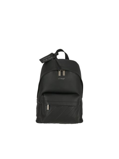 Off-White Industrial-strap pebbled-leather backpack