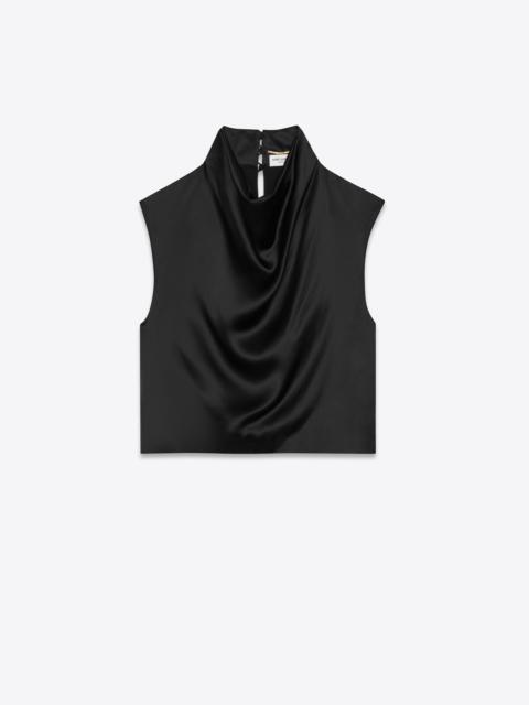 SAINT LAURENT cowl-neck crop top in satin
