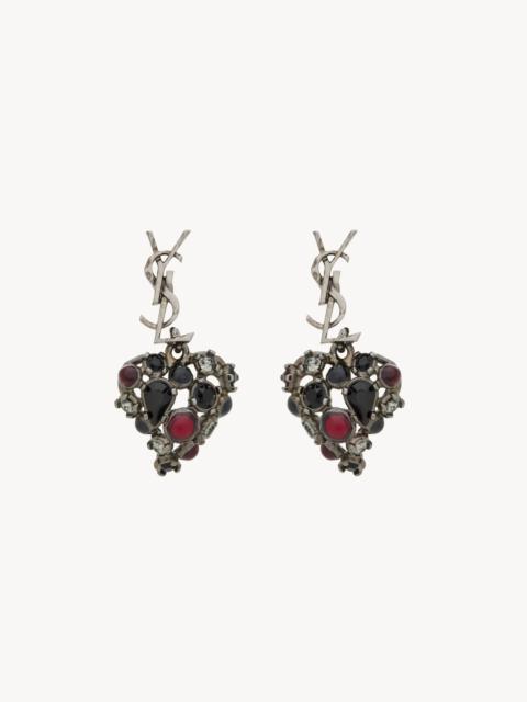 SAINT LAURENT CASSANDRE CRYSTAL HEART EARRINGS