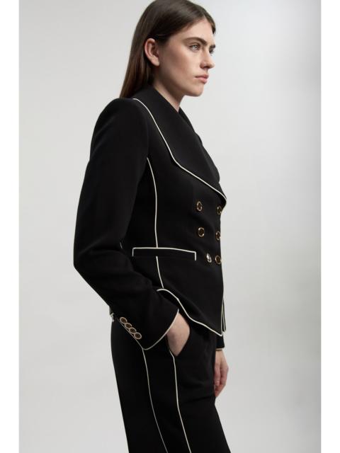 KAREN MILLEN Compact Stretch Contrast Tipped Tailored Blazer