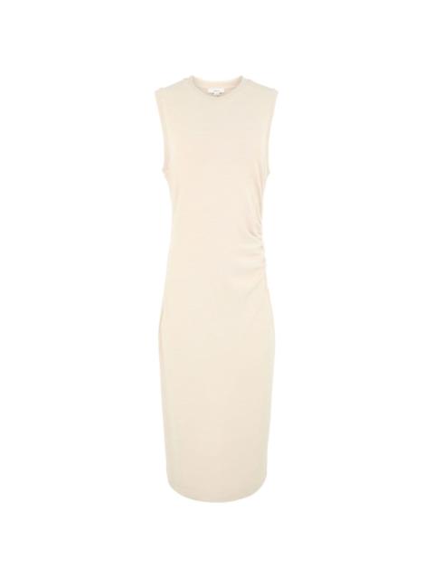 ruched sleeveless midi dress