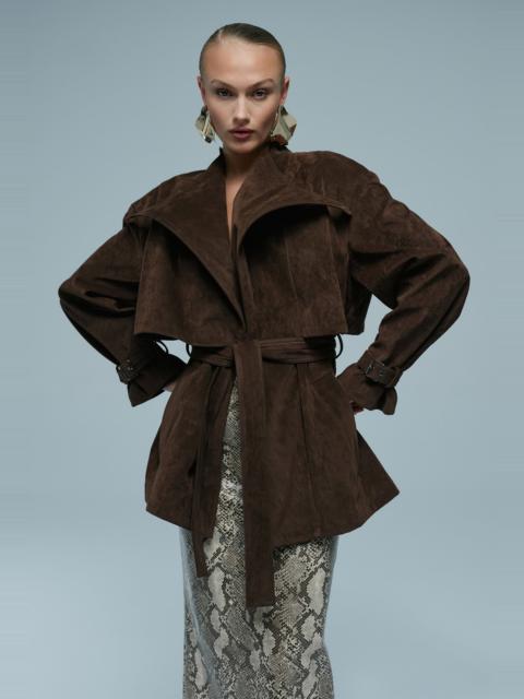 BARDOT Veronica Vegan Suede Jacket In Dark Choco