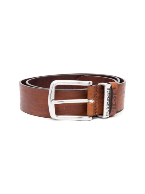 logo-loop leather buckle belt