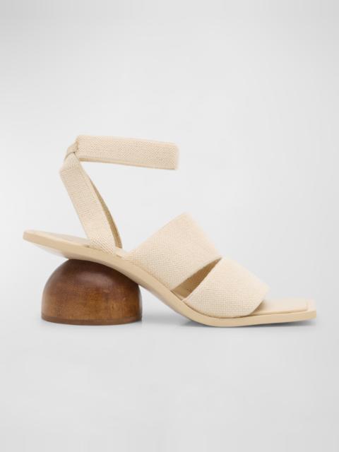 Dunia Stretch Cotton Dome-Heel Sandals