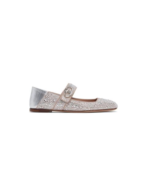 Valentino Silver & Pink VLogo Locker Mary-Jane Ballerina Flats