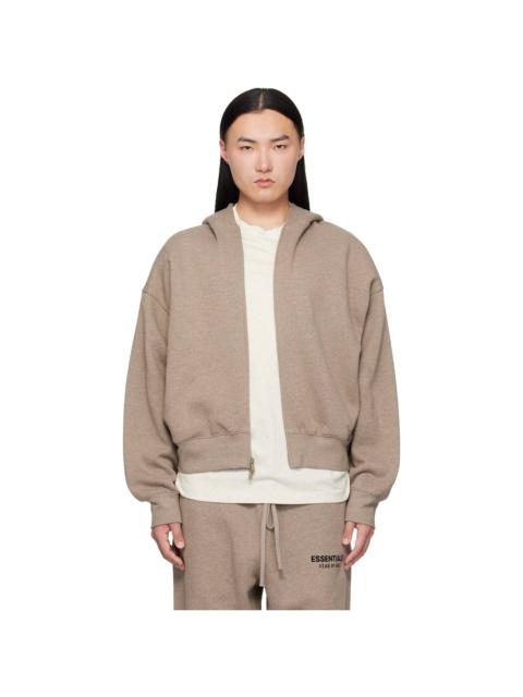 ESSENTIALS Beige Classic Zip-Up Hoodie