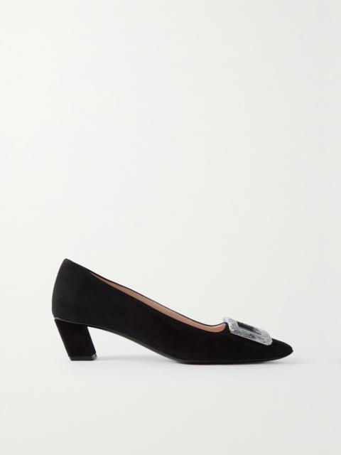 Roger Vivier Belle Vivier 45 Embellished Suede Pumps