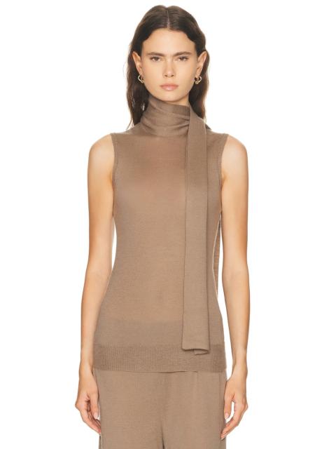 Tissue Cashmere Sleeveless Scarf Sweater