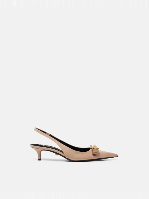 VERSACE Gianni Ribbon Patent Slingback Pumps 45 mm