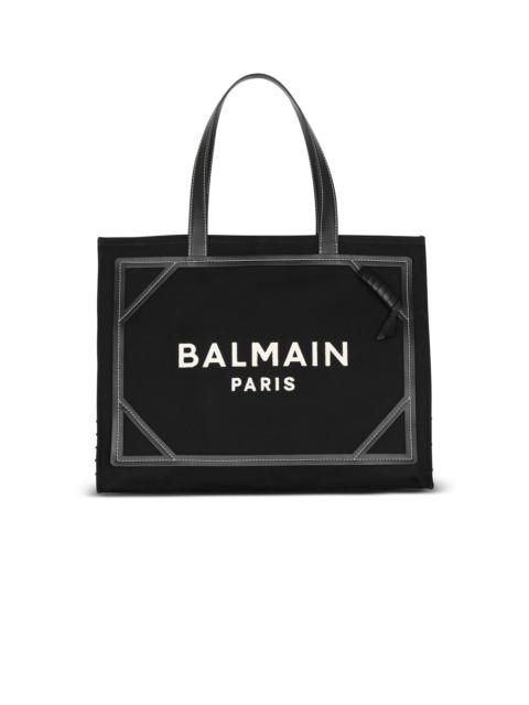 Balmain B-Army 42 monogrammed canvas and smooth leather tote bag