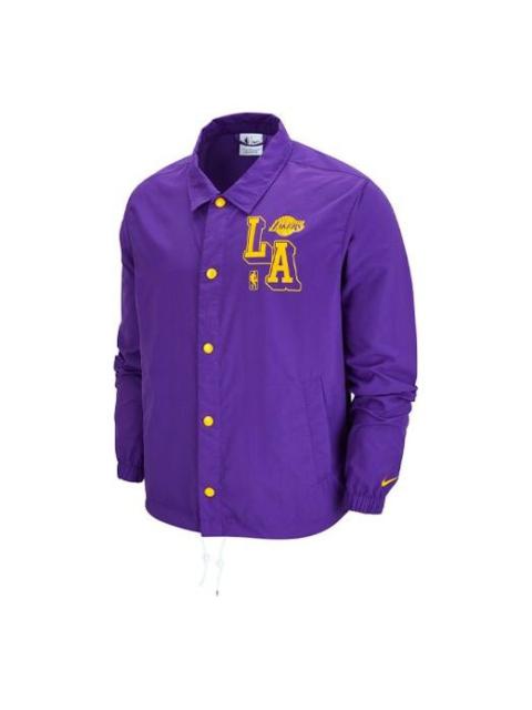 Nike Nike NBA Courtside Los Angeles Lakers Alphabet Logo Printing Coach Jacket Purple DB1440-504