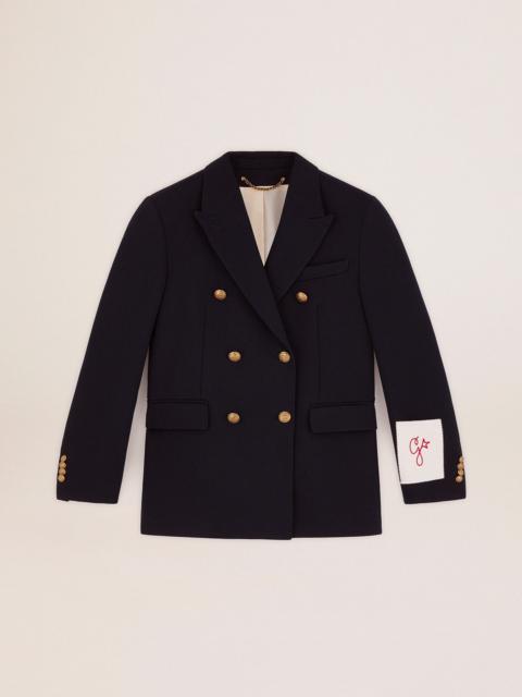 Golden Goose Double-breasted women’s blazer in dark blue with gold-colored buttons