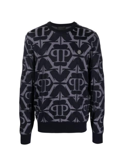 Chrome patterned-intarsia sweatshirt