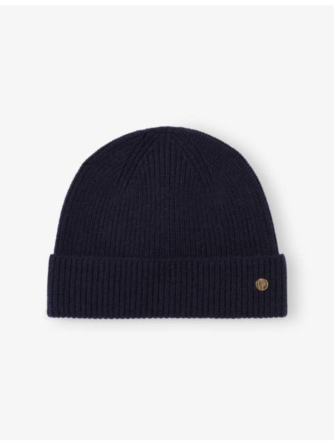 Claudie Pierlot Ribbed Logo-Charm Wool and Cashmere Beanie