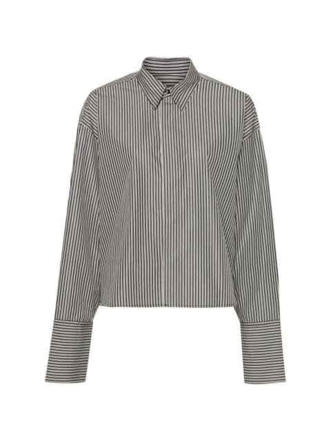 AMI Paris striped cropped cotton shirt