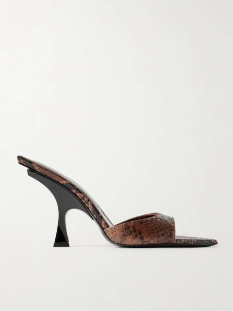 Ester snake-effect leather mules