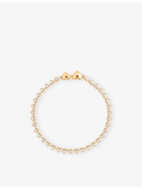ASTRID & MIYU Heart Bezel Tennis 18ct Yellow Gold-Plated Brass and Cubic Zirconia Bracelet