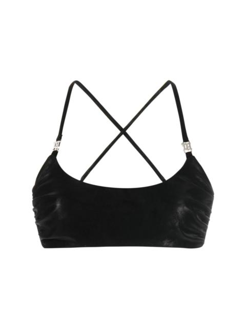 faux-leather bra top