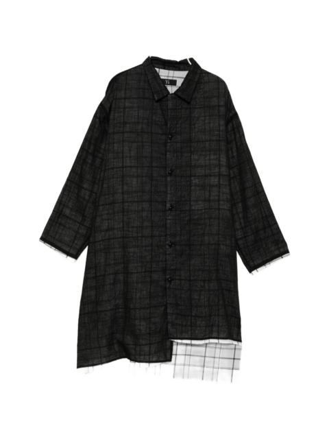 Y's check-pattern layered-effect shirt