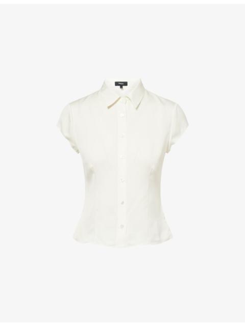 Theory Cap-Sleeve Silk Blouse